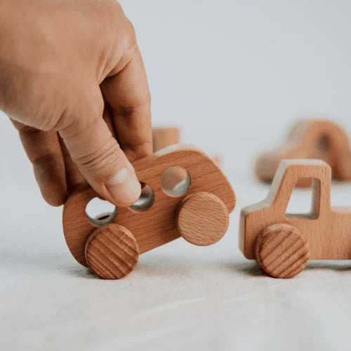 Wooden Toy Cars for Toddlers – 4-Piece Handmade Vehicle Set
