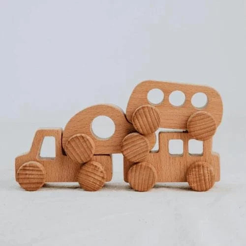 Wooden Toy Cars for Toddlers – 4-Piece Handmade Vehicle Set