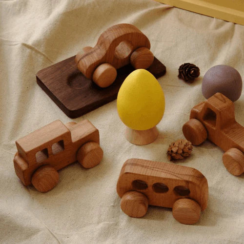 Wooden Toy Cars for Toddlers – 4-Piece Handmade Vehicle Set