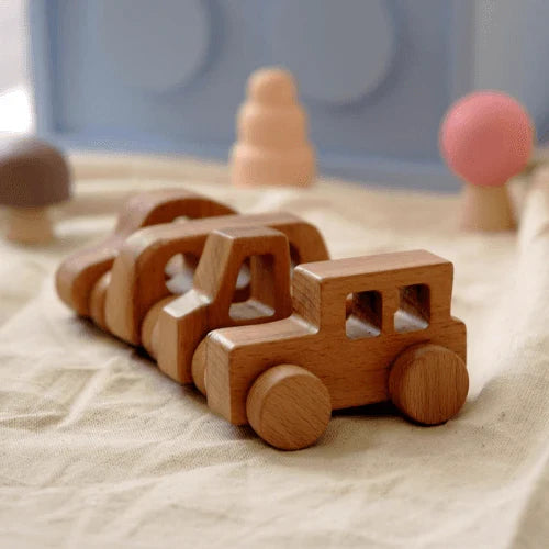 Wooden Toy Cars for Toddlers – 4-Piece Handmade Vehicle Set